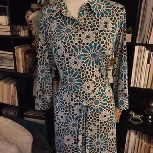 Green and Blue Print Dress Donna Morgan Size 8